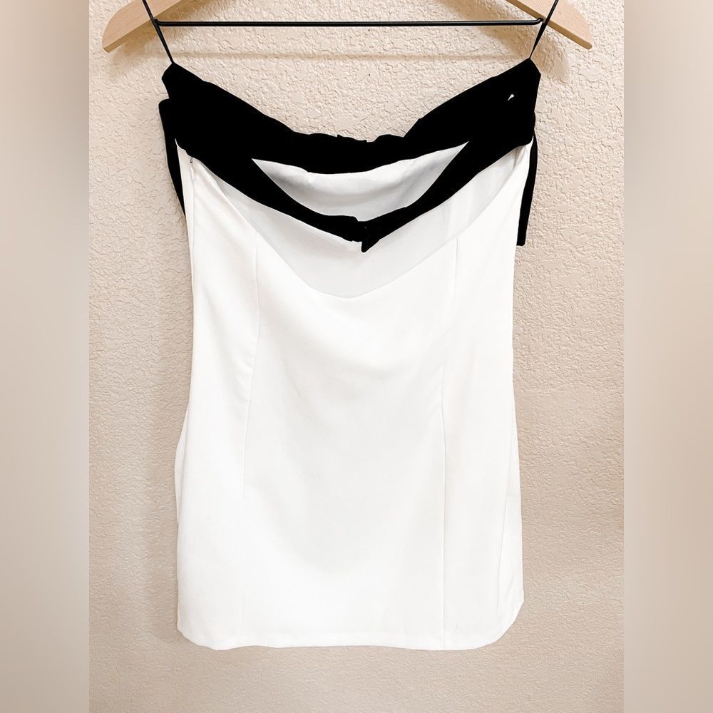 ZARA NEW WOMAN SHORT DRESS TIE DETAIL BOW OFF SHOULDER WHITE 7887/707/250/014 - Picture 4 of 15